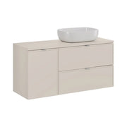 Insieme BRAZZA: mobile sottolavabo con cassetti 120cm con cesto per la biancheria + piano per lavabo + lavabo da appoggio cachemire