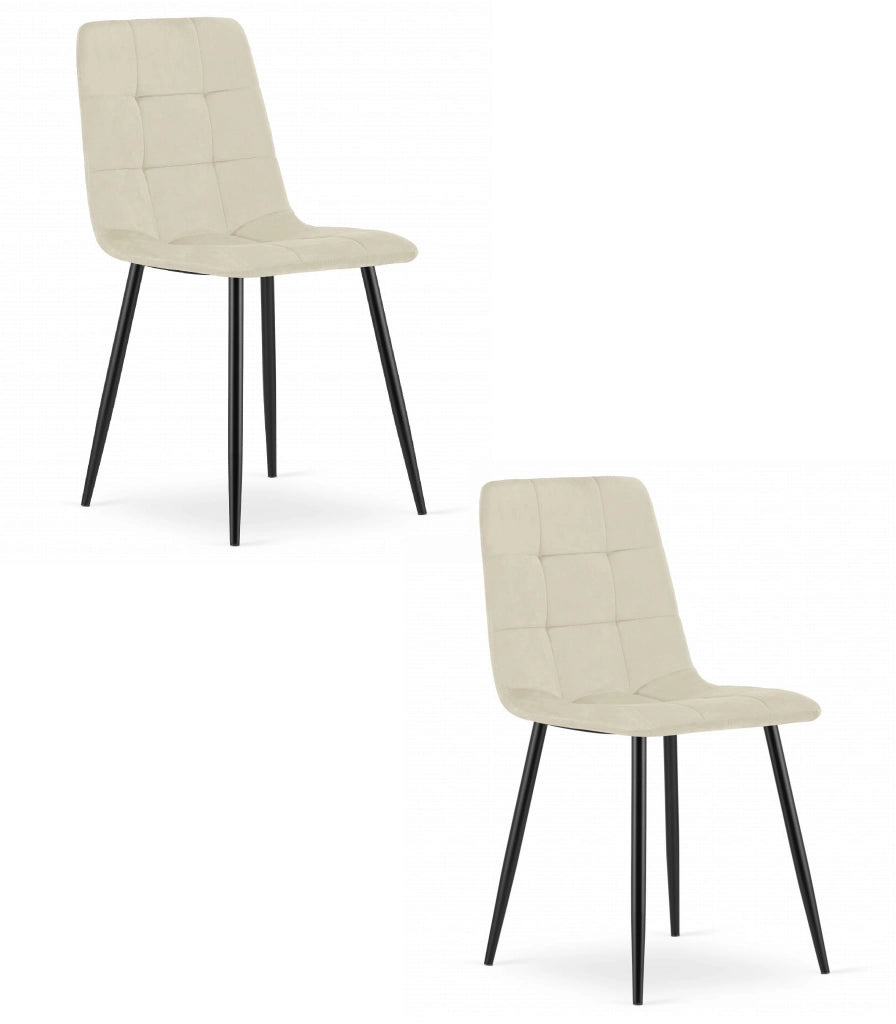 Sedia VALORA PYRA - Moderna in velluto beige con gambe nere x 2