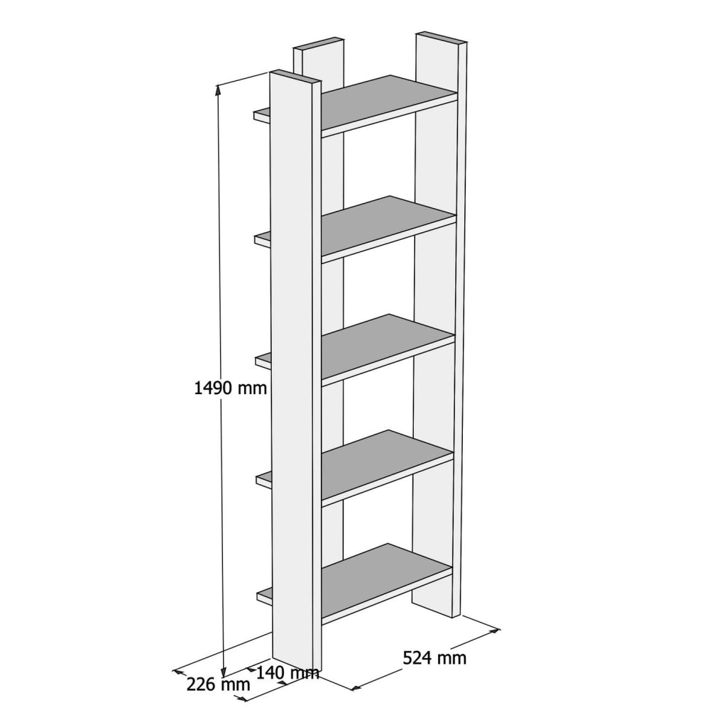 Libreria in legno "Virba" - 52 x 22 x 149 cm - Noce