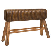 Sgabello in legno e pelle marrone120x35x76h