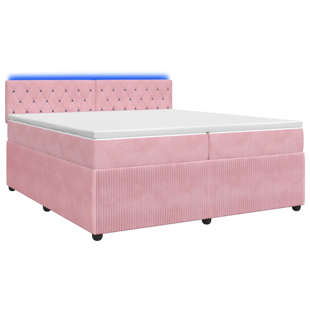 Letto box spring con materasso Rosa 200 x 200 cm Velluto 3453208