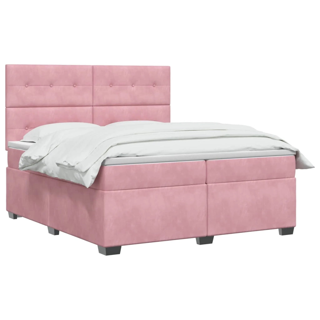 Letto box spring con materasso Rosa 200 x 200 cm Velluto 3455179