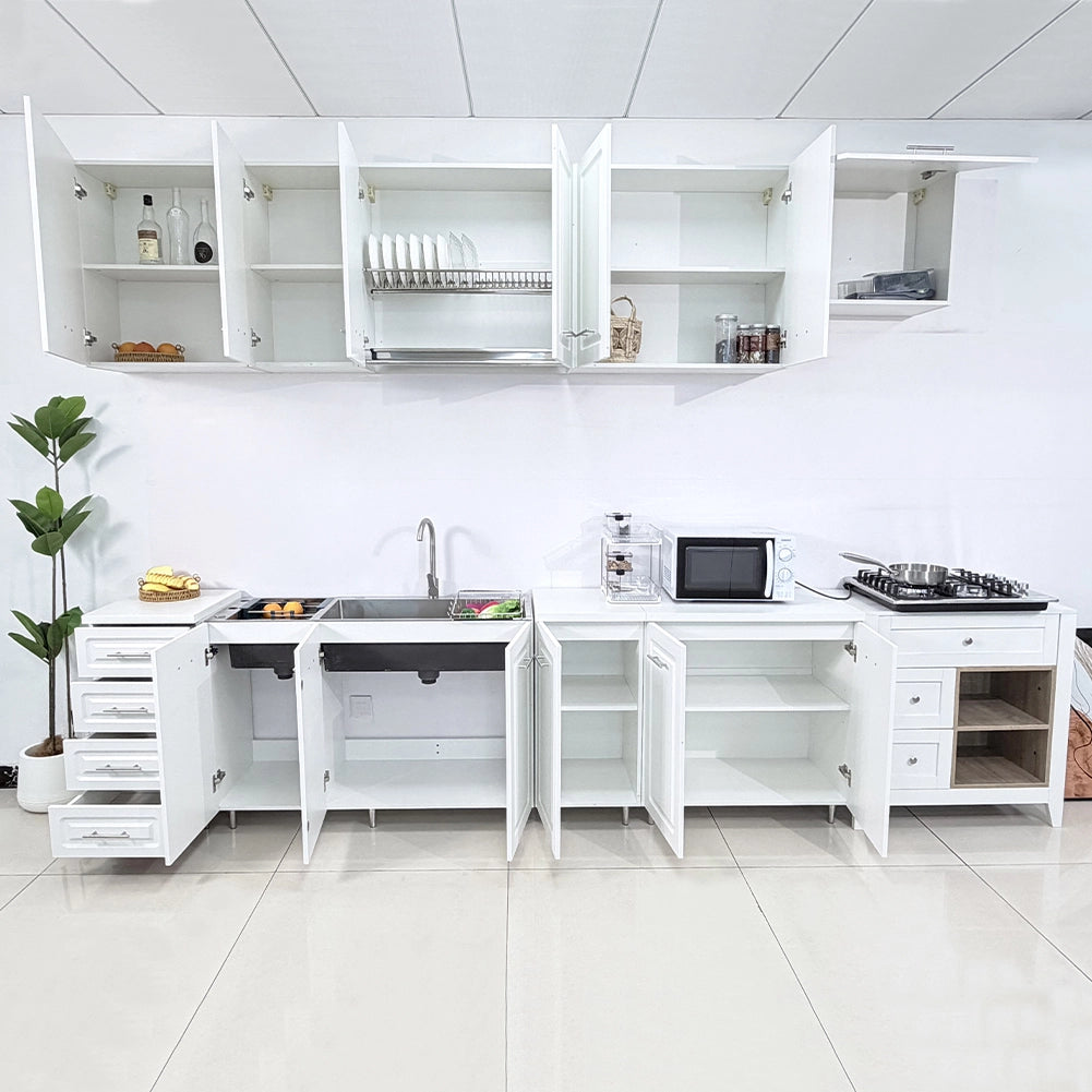 Pensile da Cucina Scolapiatti Sistema Raccogli Gocce Mobile Boiserie Bianco