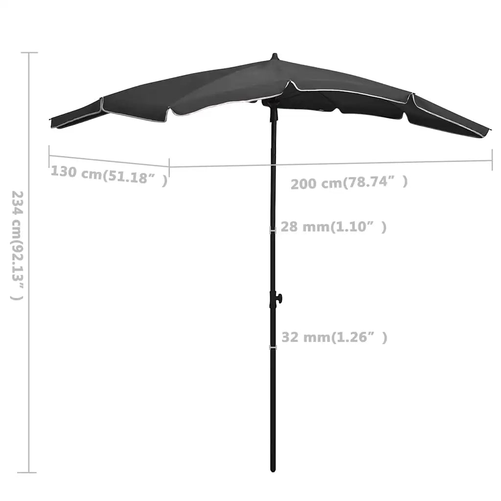 Ombrello | Parasolne da Giardino con Palo 200x130 cm Antracite