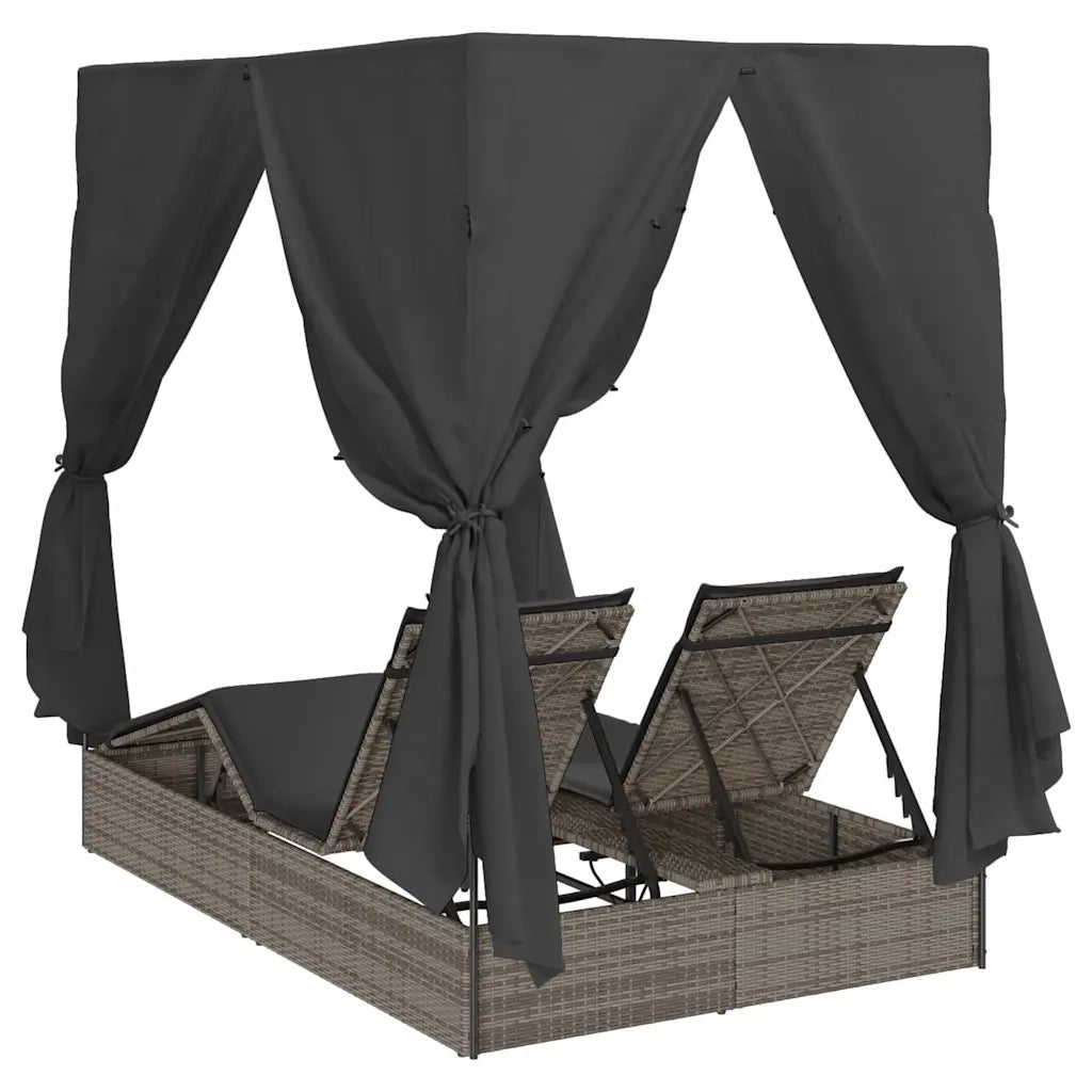 Lettino da sole doppio Grigio 205 x 129 x 200 cm polyrattan