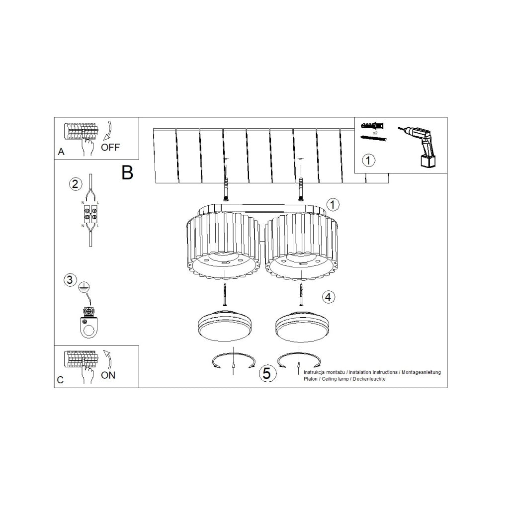 Lampada a soffitto AURA 2 nero Gx53