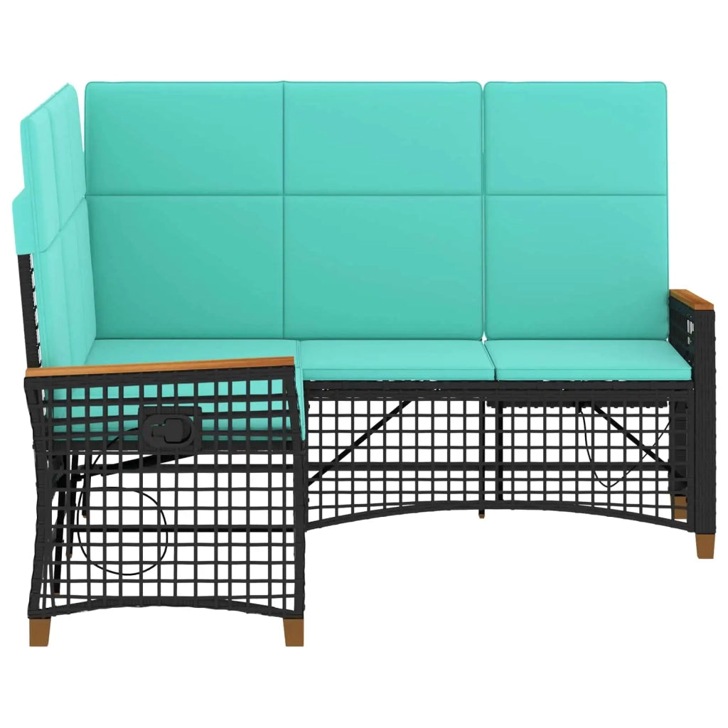 Set di Divani Recliner da Giardino | Set Salotto da Giardino Regolabile Nero e Turchese