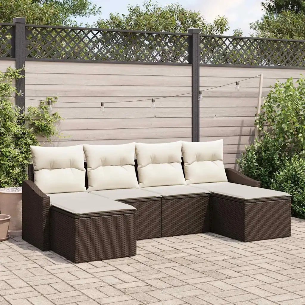 Set di divani con cuscino 6 pcs Marrone polyrattan 3346828