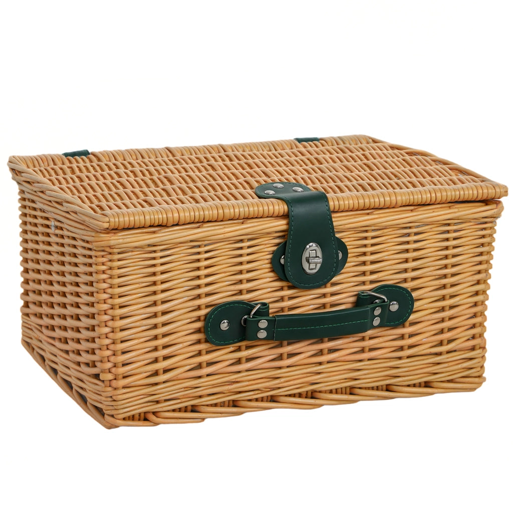 Cestino da Picnic in Vimini ¨C Minimal ¨C Marrone Chiaro 2 Persone con Set di Posate