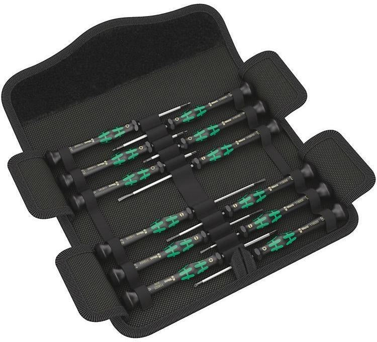 Wera 05073675001 Kraftform Micro Set di cacciaviti manuali 12 pezzi con punte Phillips Torx a taglio esagonali impugnatura ergonomica custodia colore Nero