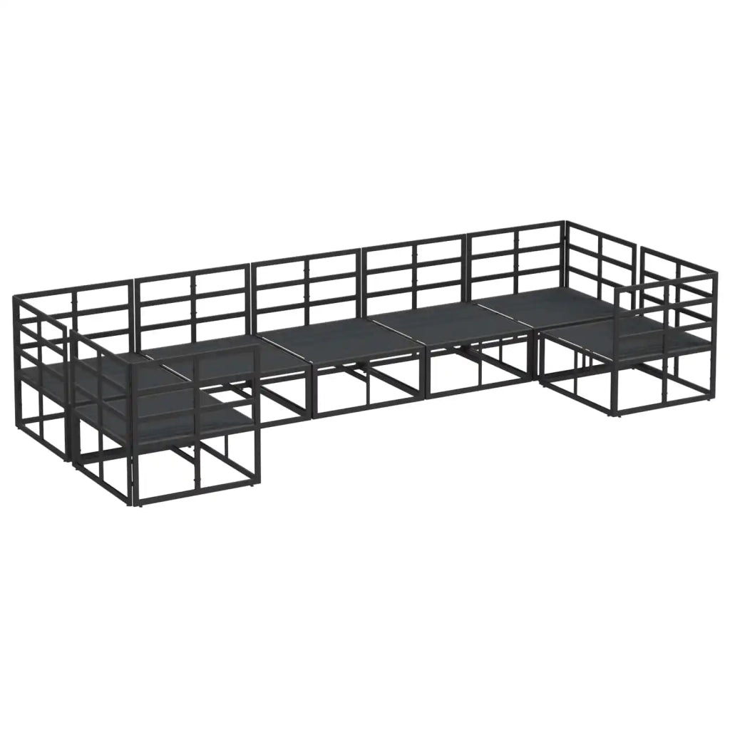 Set Divano da Giardino con cuscino 7 pcs Nero Alluminio