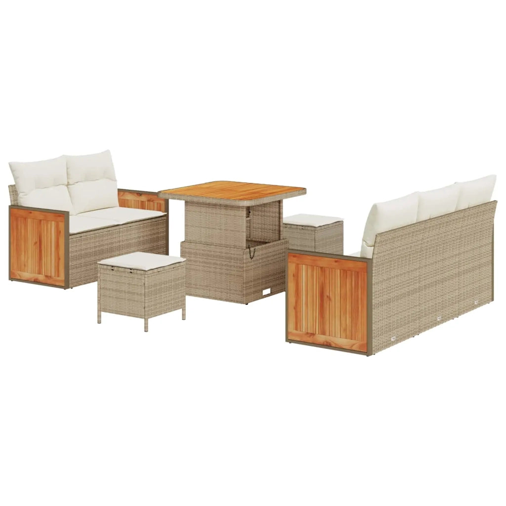 Set Divano da Giardino con cuscino 8 pcs Beige e Crema 3363116