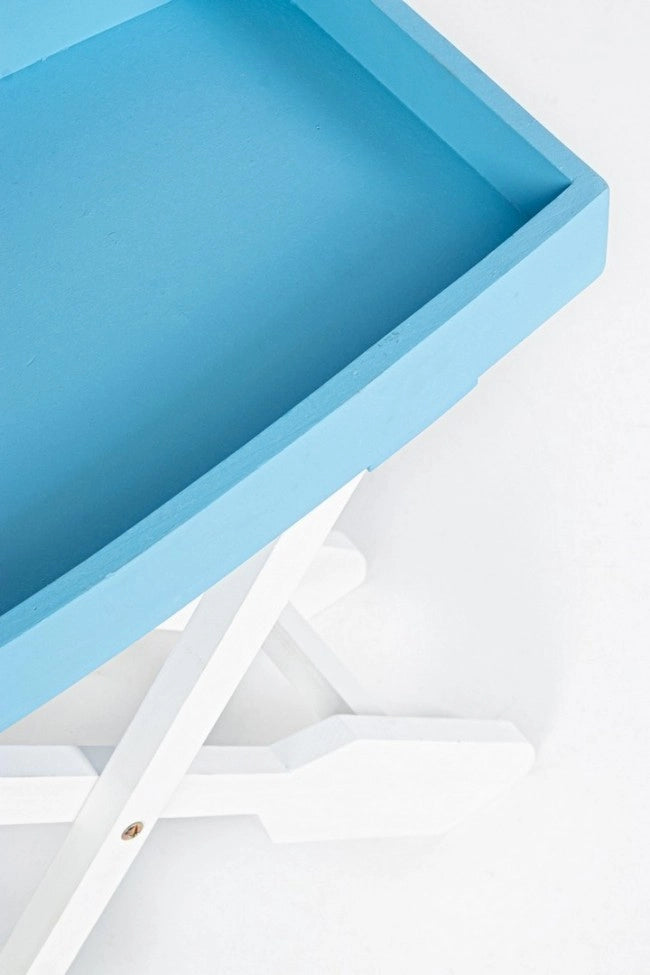 Tavolo Pieghevole Legno Bianco Azzurro da Interno - ELLIOT