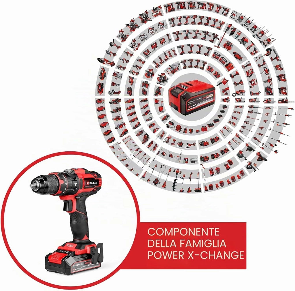TRAPANO AVVIT PERCUS BATTERIA TECD1844LI EINHELL  VOLT 18 AH 2,5 XCHANGE