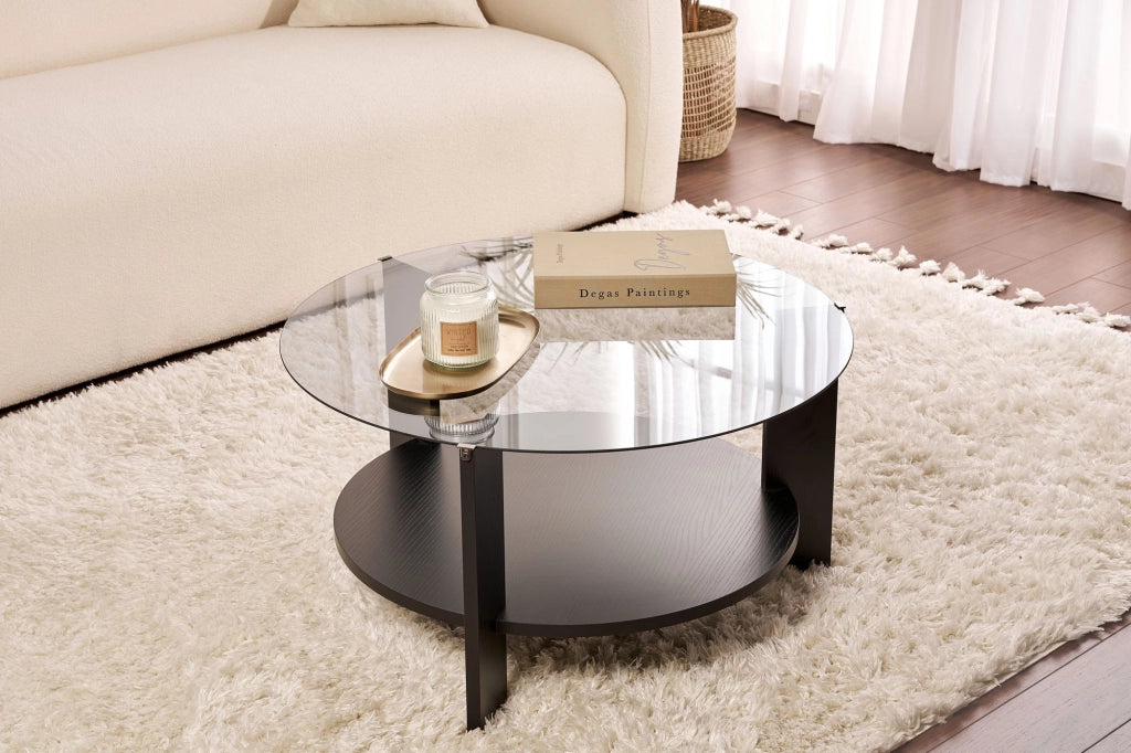 Tavolo basso in legno "Clara" - 75 x 75 x 40 cm - Bois Noir Fumée