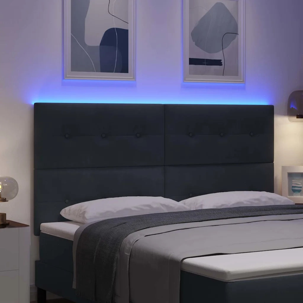 Testiera LED con strisce LED Grigio 180 cm Velluto 3338457