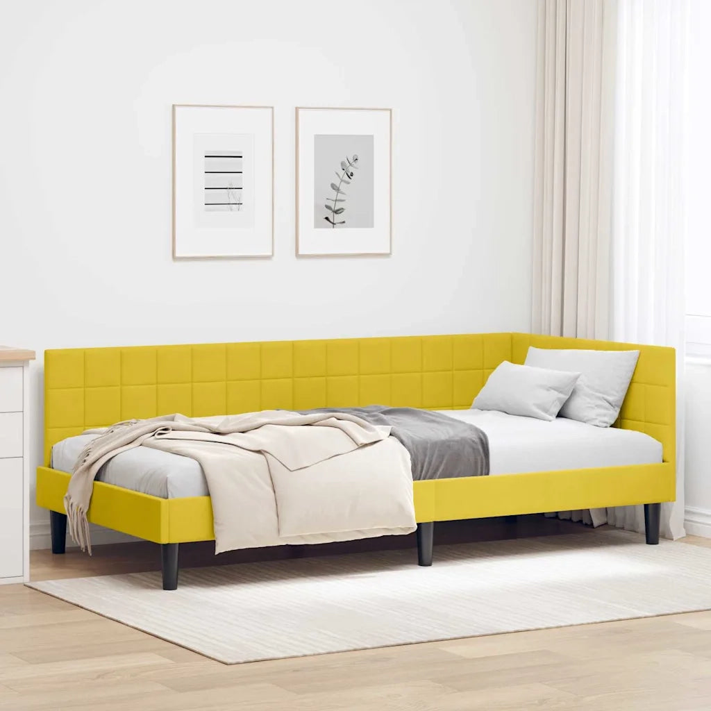 Cornice del letto ad angolo Giallo 100 cm x 200 cm Velluto 42016444