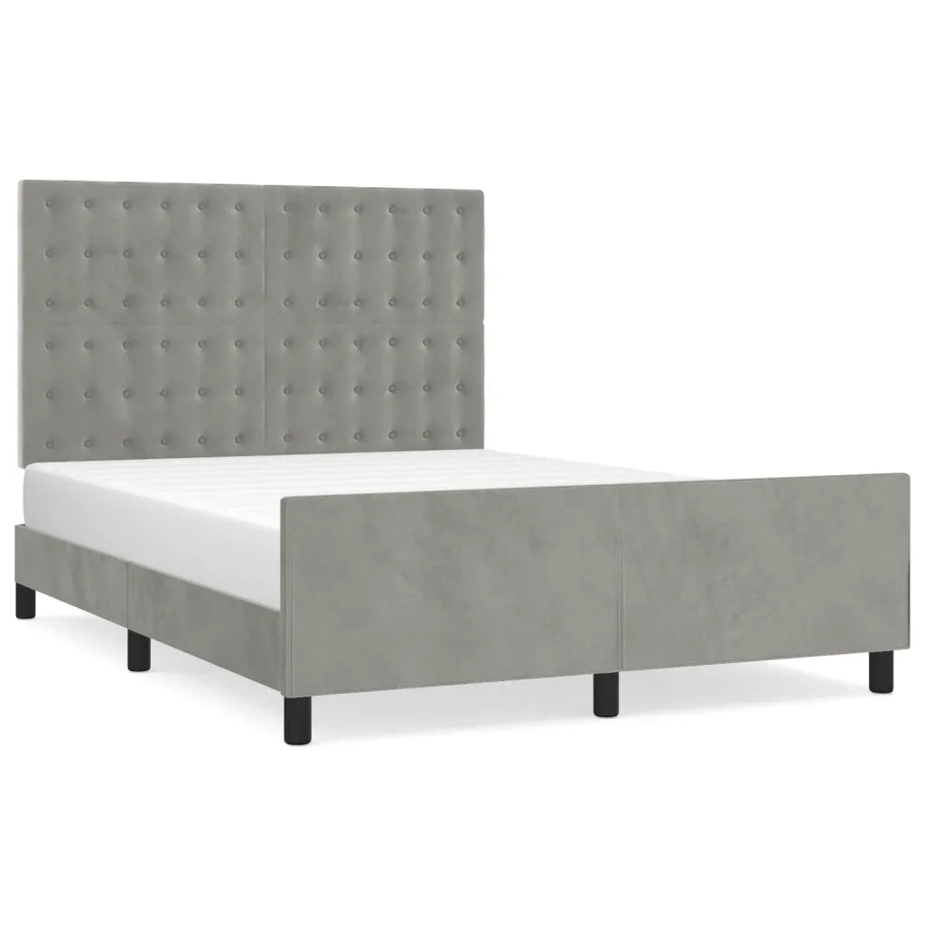 Giroletto senza Materasso-Struttura Letto Grigio Chiaro 140x190 cm Velluto 122658