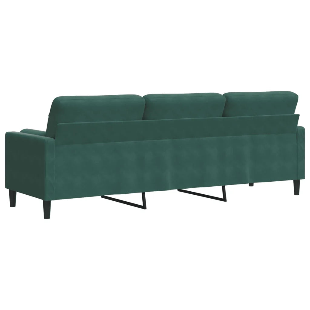 Divano a 3 Posti con Cuscini Verde Scuro 210 cm in Velluto 3278241