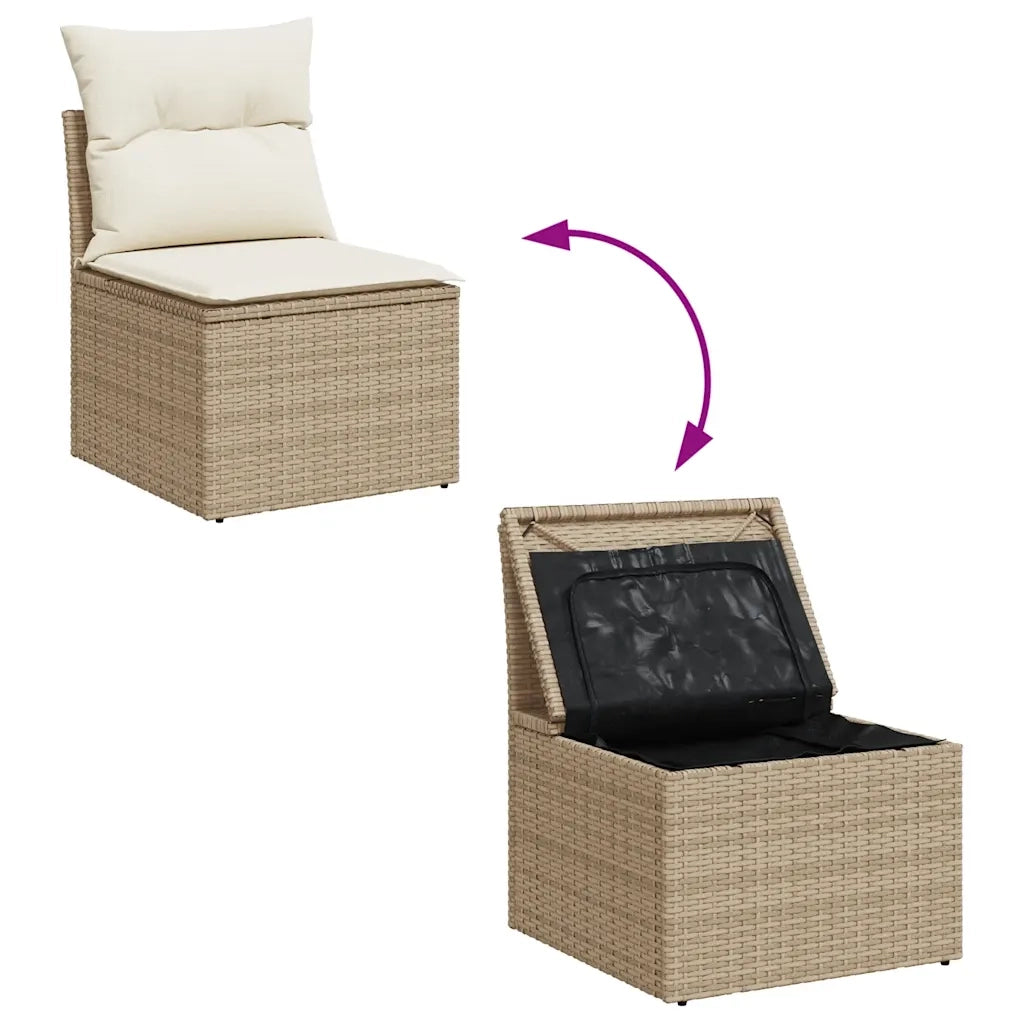 Set Divano da Giardino 5 pz con Cuscini Beige Polyrattan Acacia 3327593