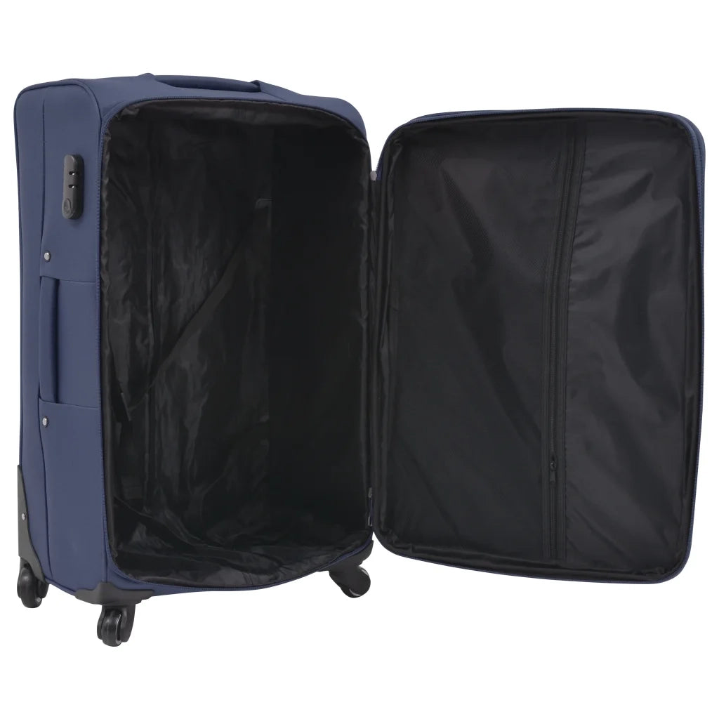 3 pz Set di Valigie Trolley Morbide Blu Marino 91317