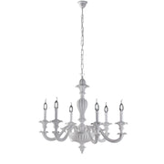 Leonardo Lampadario in legno bianco shabby 6 luci 130 Ø74 BL180-6-BCO