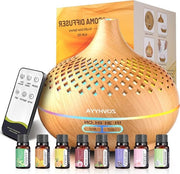 Diffusore per Olii Essenziali 500 ml con Comando a Distanza 3 Timer e Spegnimento Automatico