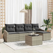 Set di divani con cuscino 6 pcs Grigio chiaro polyrattan
