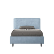 BS COM Letto una piazza e mezza senza rete imbottito 110x210 microfibra azzurro