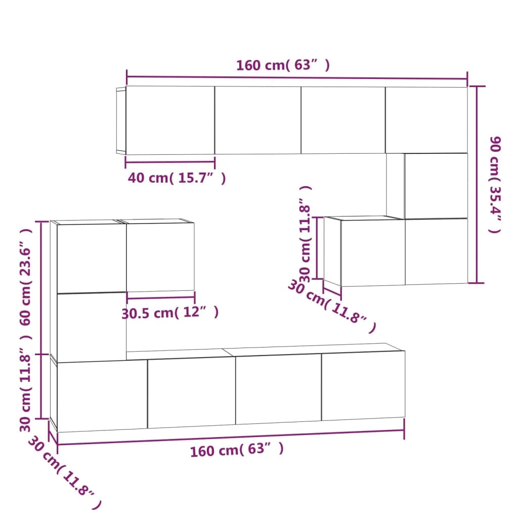 Mobile TV multimediale mensola TV credenza TV sala da pranzo soggiorno camera da letto a parete rovere Sonoma legno ingegnerizzato marrone 02_0028168
