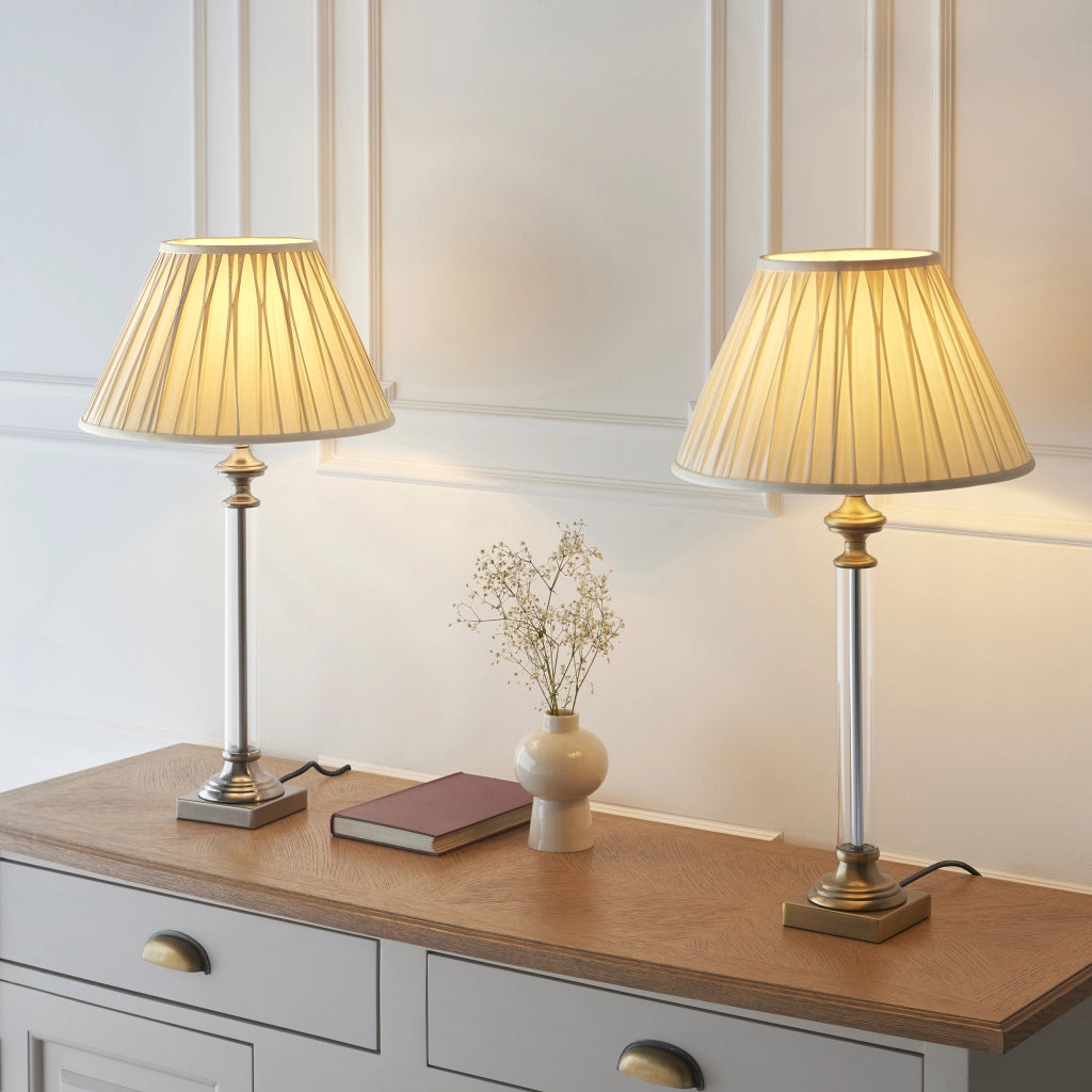 Base lampada tavolo classica vetro ottone E27 Endon