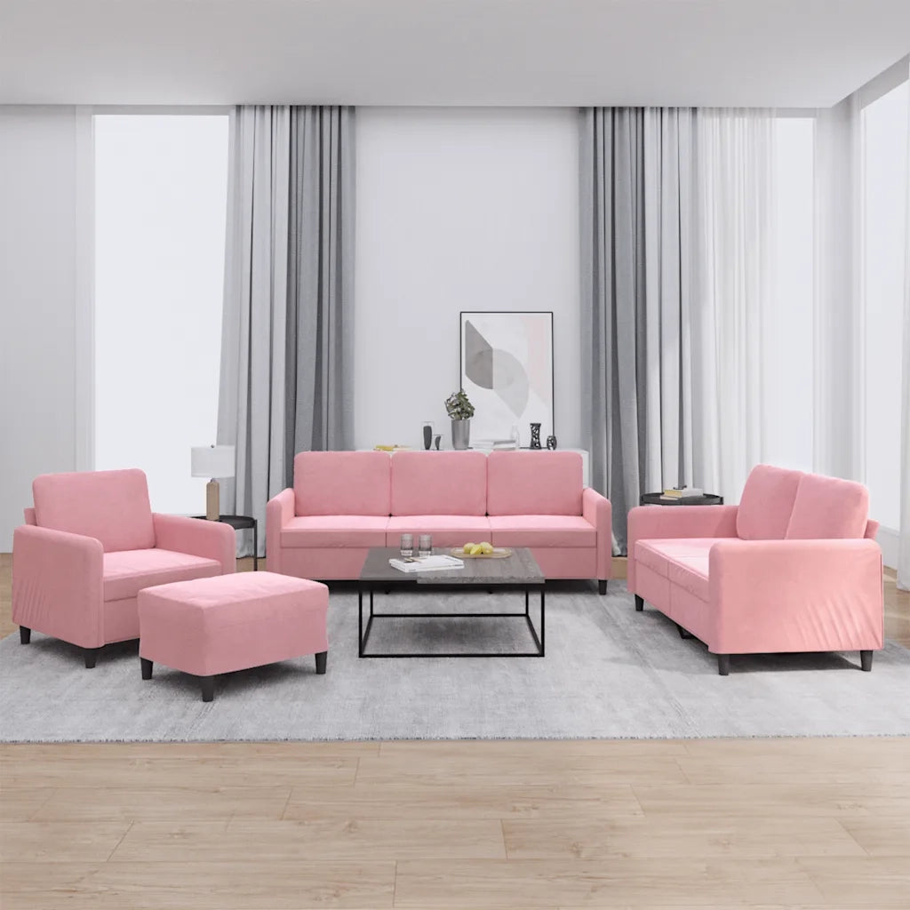 Set di Divani 4 pz Rosa in Velluto 3201947