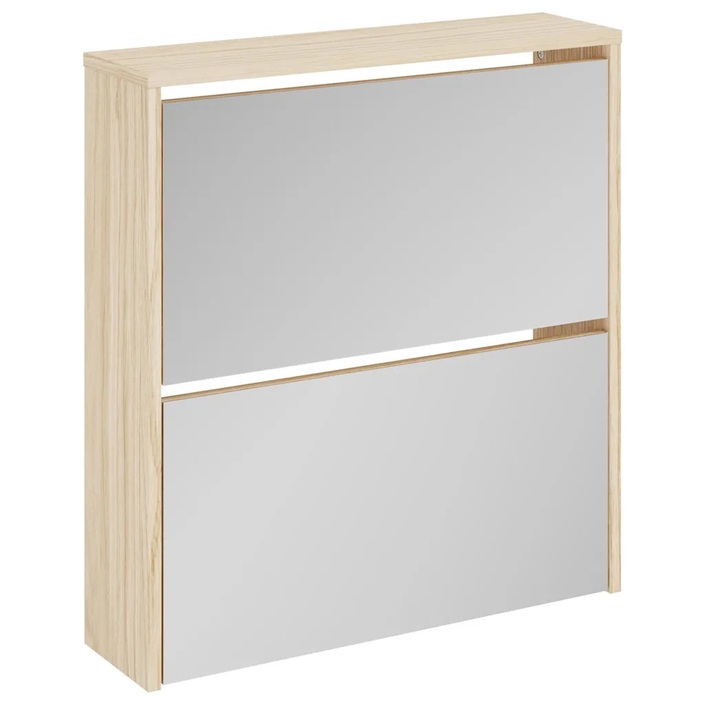 Scarpiera | Mobile per scarpe con 2 Ripiani e Specchio Colore Rovere 63x17x67 cm