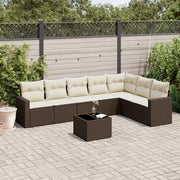 Set Divani da Giardino 8 pz con Cuscini Marrone in Polyrattan 3219053