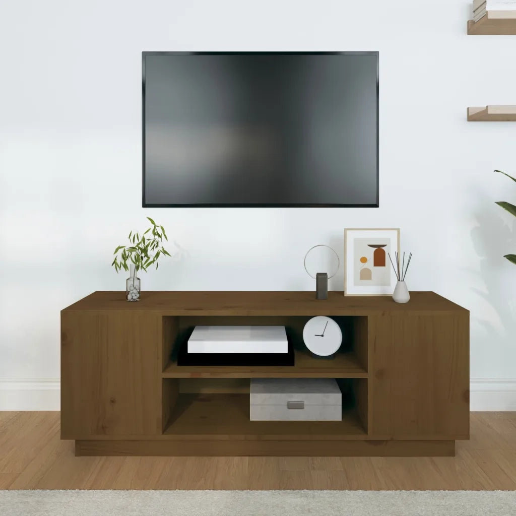 Mobile Porta TV-Mobile per TV-Credenza TV ambra 110x35x40,5 cm in Legno Massello di Pino 564422