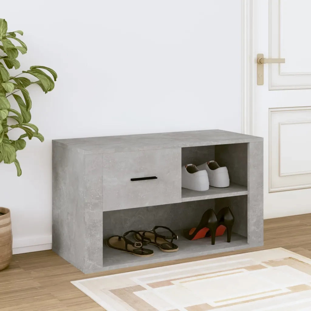 Scarpiera-Scaffale per scarpe Grigio Cemento 80x35x45 cm in Legno Multistrato