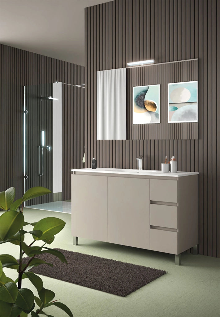 Mobile da Bagno a Terra con Lavabo 100 cm e Specchio Bali Light 2+3 Tortora