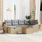 Set Divano da Giardino con cuscino 7 pcs Beige polyrattan