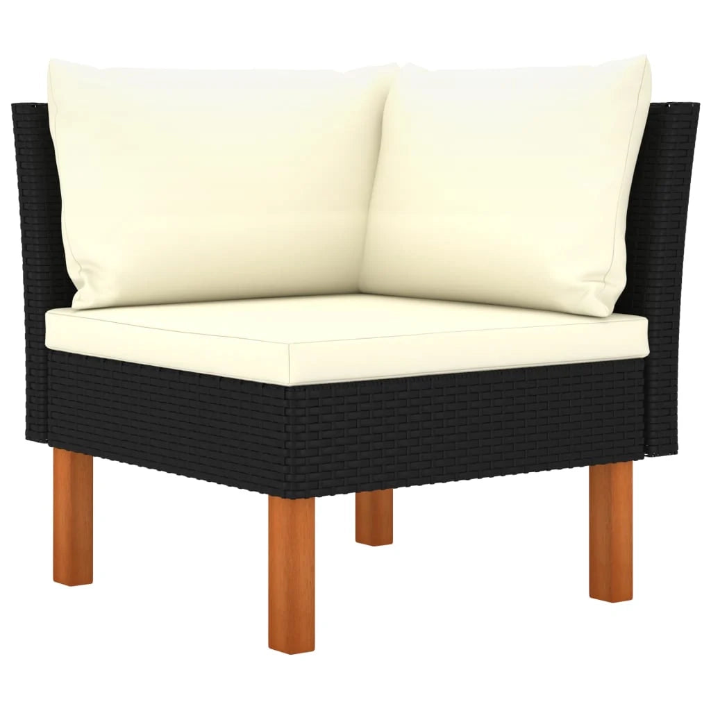 Set di mobili da giardino mobili da esterno 8 pezzi con cuscini resina intrecciata nera 02_0017737