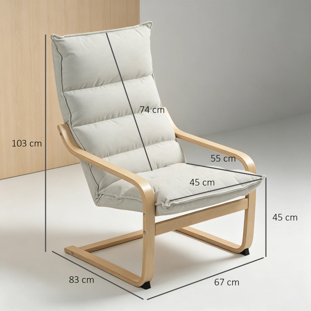 Poltrona con Schienale Alto ¨C Xylo ¨C Tessuto Velluto Crema Gambe Legno 67x83x105 cm