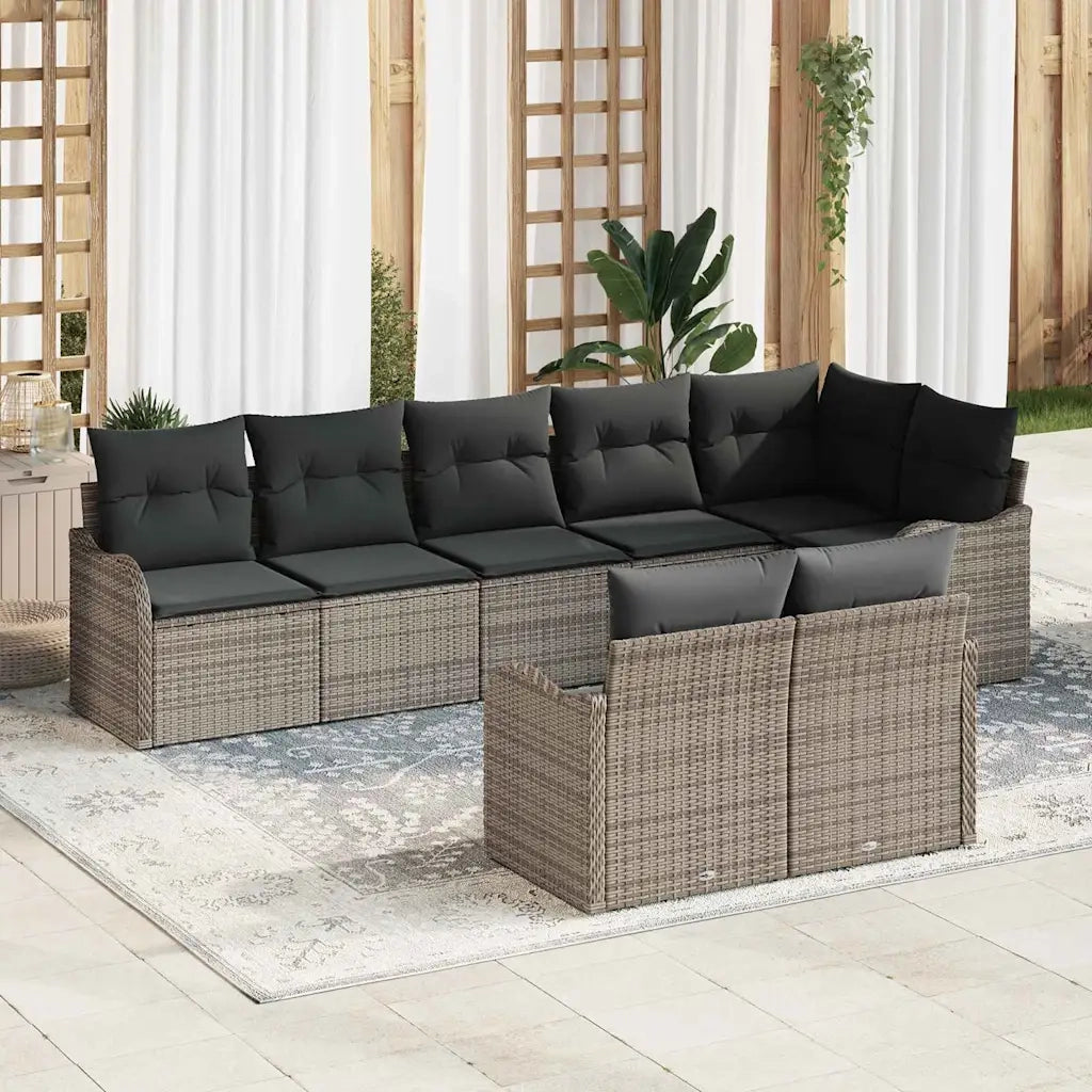 Set Divano da Giardino con cuscino 8 pcs Grigio Poly Rattan 3354418