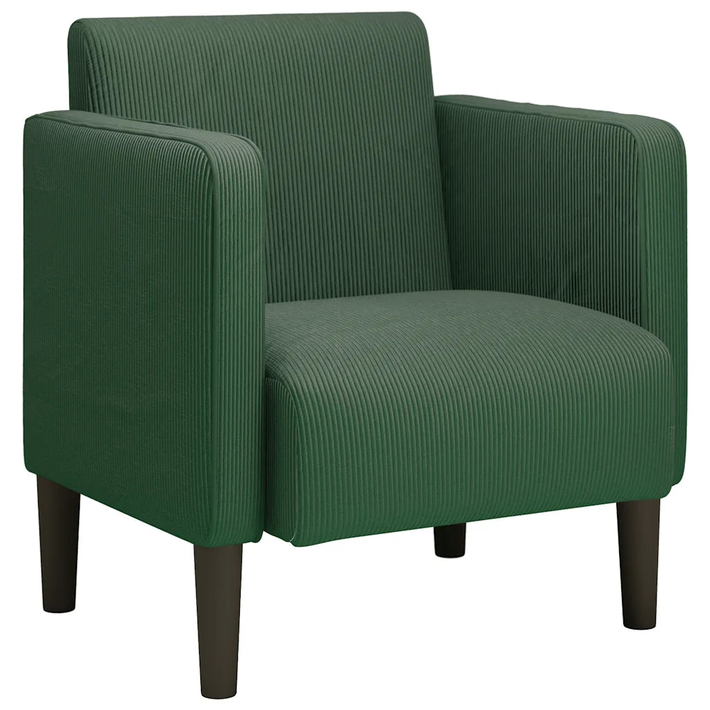 Divano Poltrona | Sedia con Braccioli Verde Scuro 54 cm Tessuto a Coste