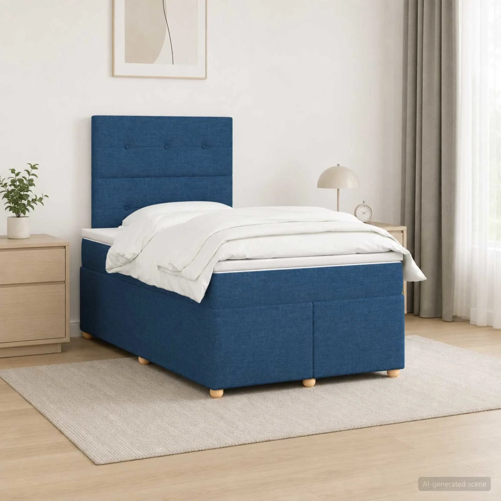 Letto box spring con materasso Blu 120 x 190 cm Tessuto 3453843