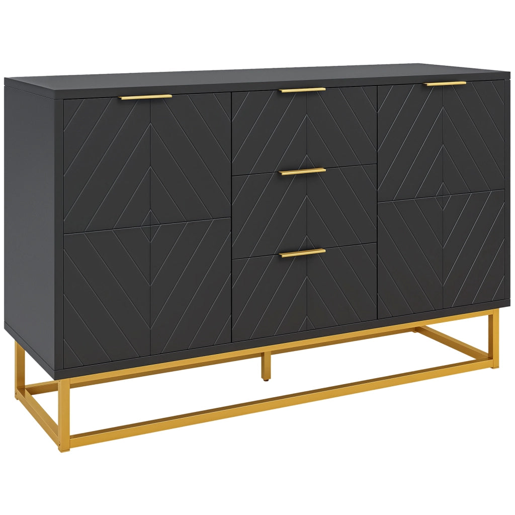 Buffet design moderno ¨C Minimal ¨C nero, legno, metallo dorato