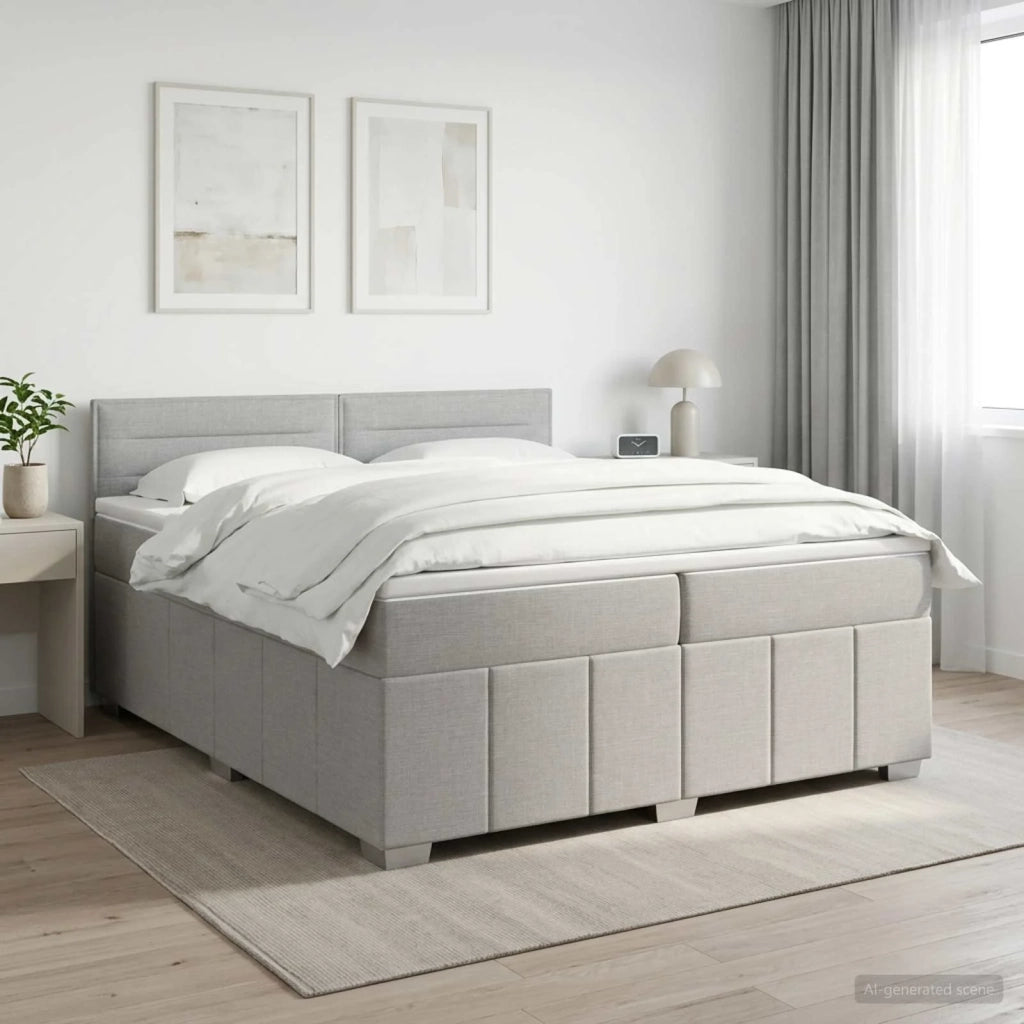 Letto Box Spring LED con Materasso Grigio Chiaro 200 x 200 cm 3455675