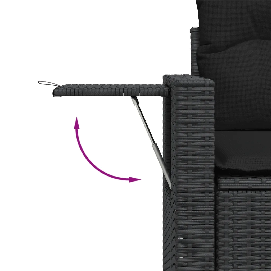 Set Divano da Giardino 6 pz con Cuscini Nero in Polyrattan 3220454