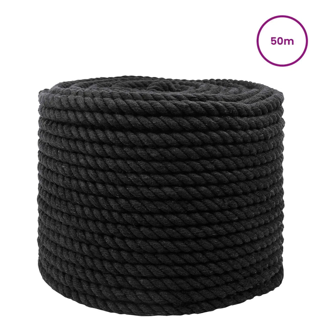 Corda | Fune Nero 1,4 x 1,4 x 5000 cm Cotone