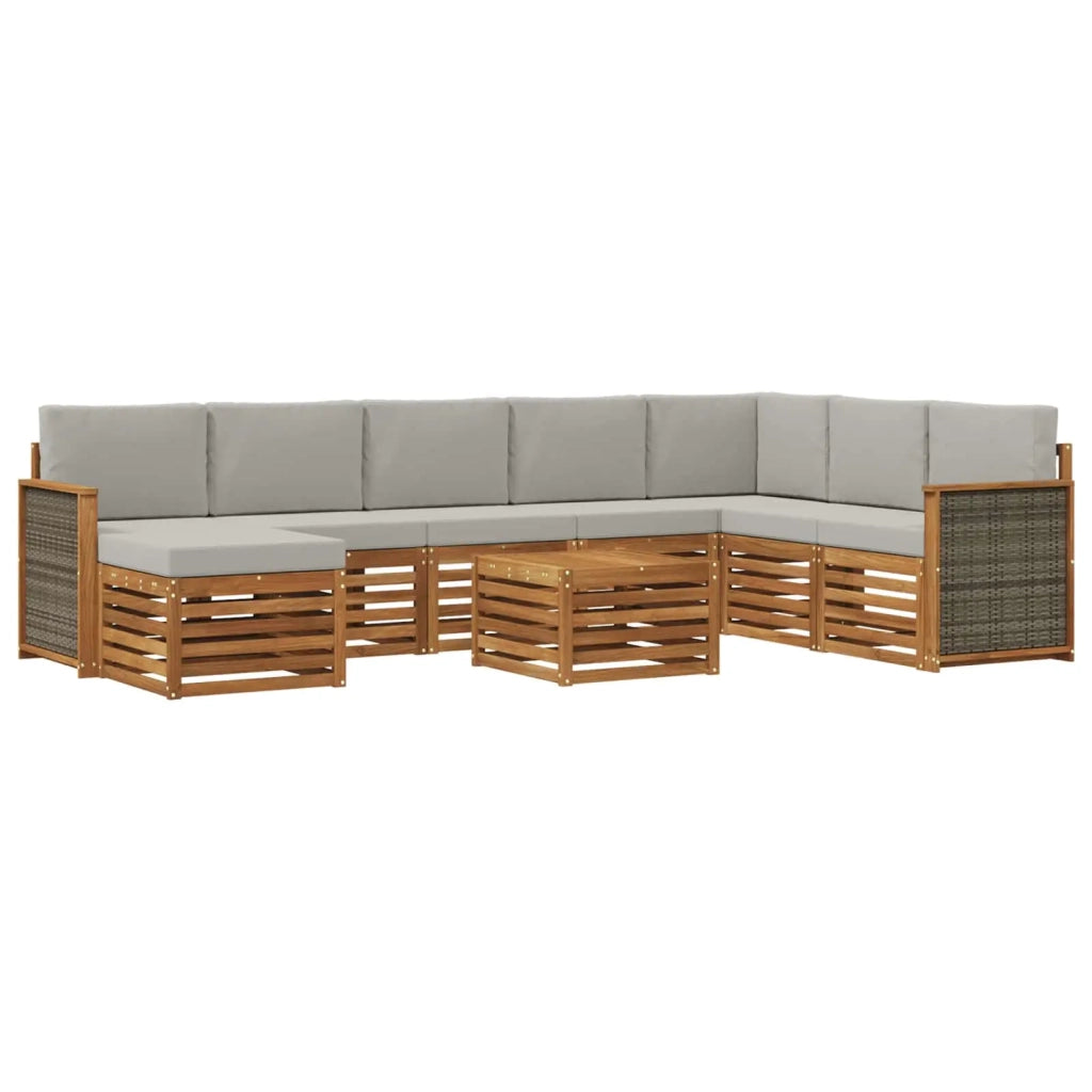 Set di divani da esterno 7 pz Naturale e Grigio Chiaro 3384737