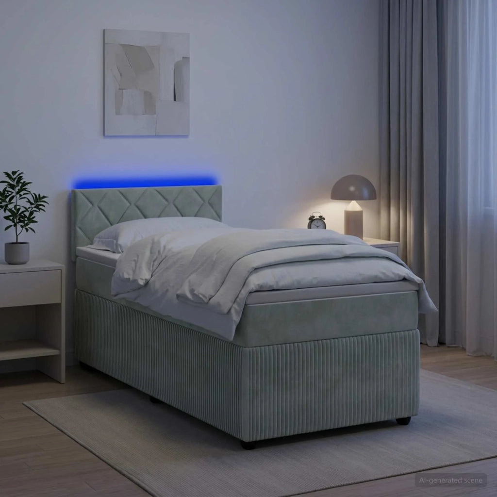 Letto box spring con materasso Grigio Chiaro 100 x 200 cm 3453089