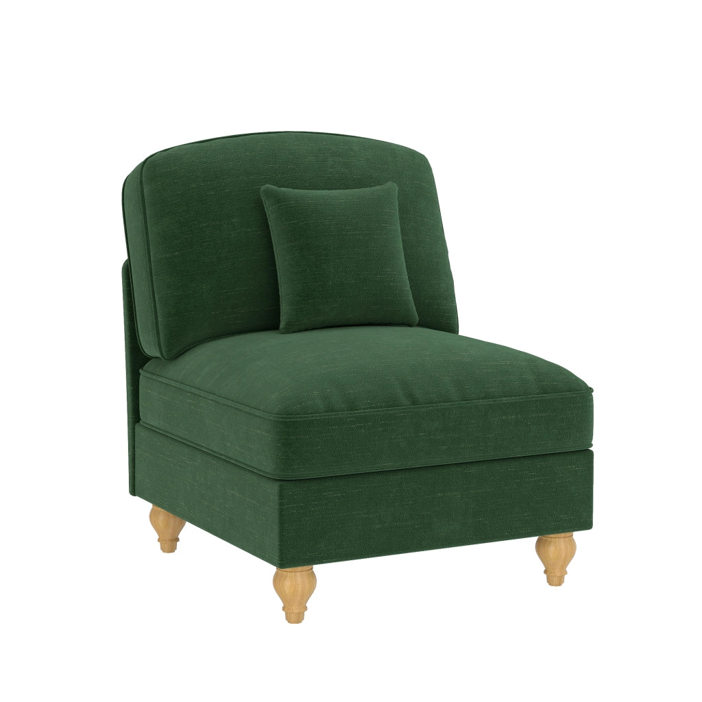Divano Windsor senza braccioli - Zephmum - Chenille verde con 1 cuscino
